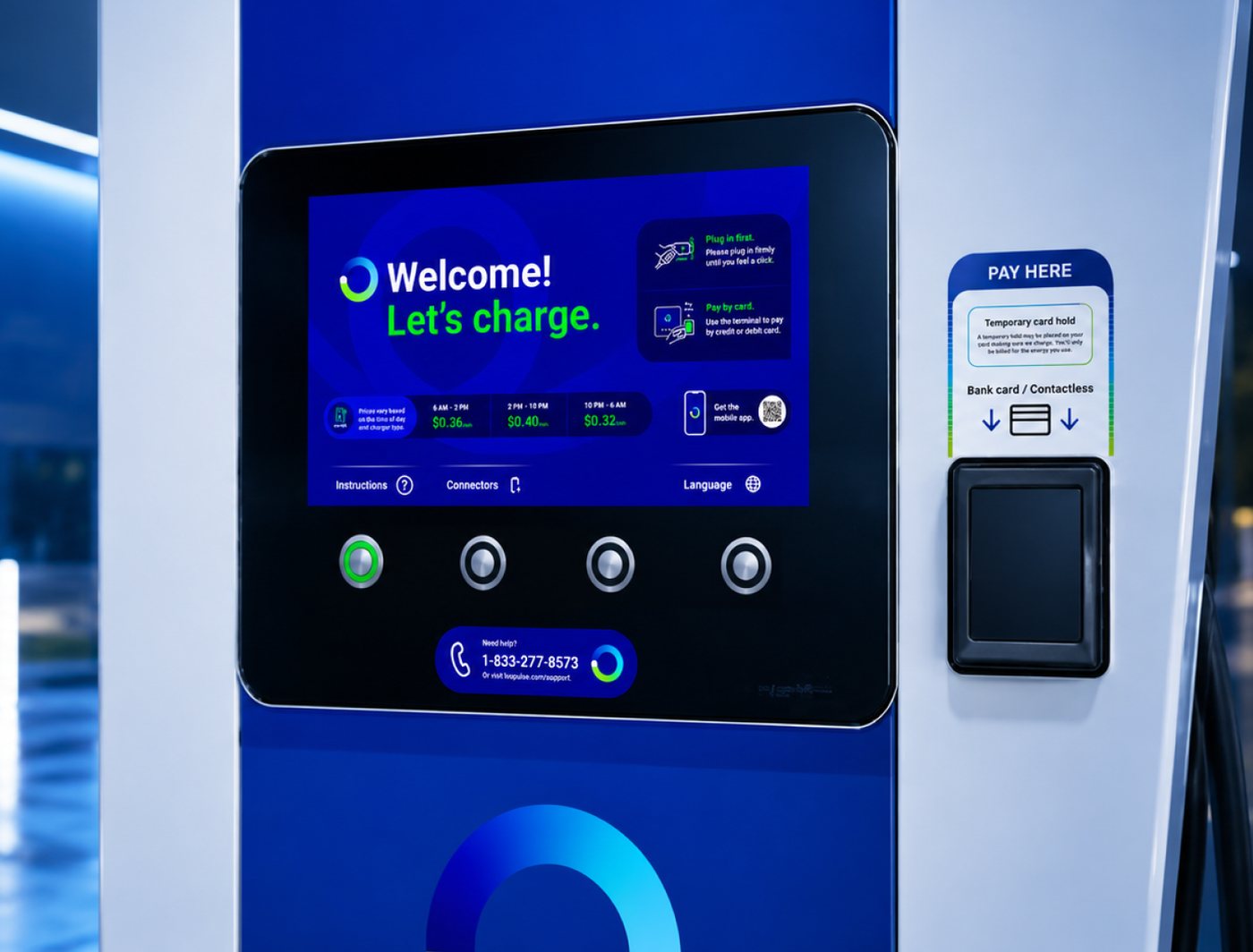 bp pulse charging station touchscreen interface